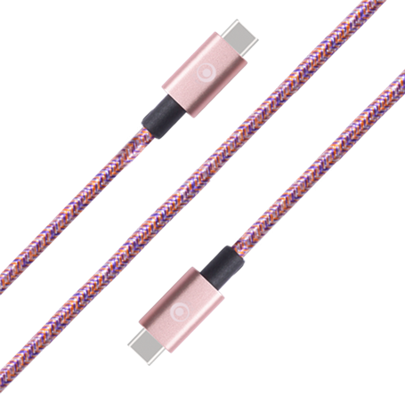 Câble Tissé USB C/USB C 2m Rose - 3A Bigben