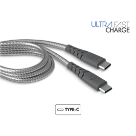 Câble Ultra-renforcé USB C/USB C 1,2m 3A Gris - Garanti à vie Force Po