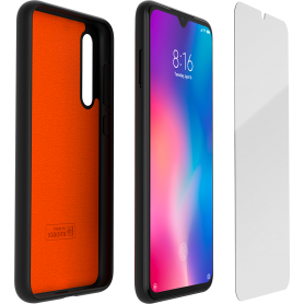 Pack Coque souple Noire intérieur Orange + Protège-écran en Verre trem