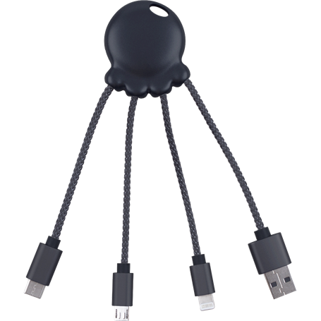 Câble Octopus USB A/micro USB & USB C & Lightning 0,1m Metallic Noir X