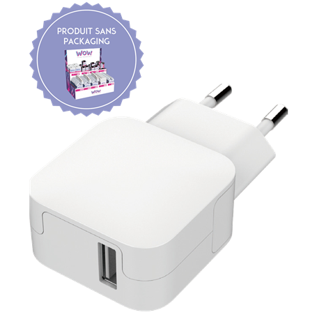 Chargeur maison USB A 2.1A Blanc - WOW