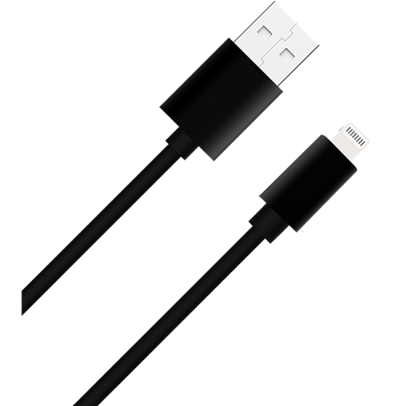 Câble USB A/Lightning 1m 2.4A Noir WOW