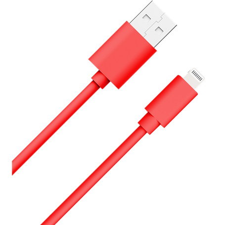Câble USB A/Lightning 1m 2.4A Rouge WOW