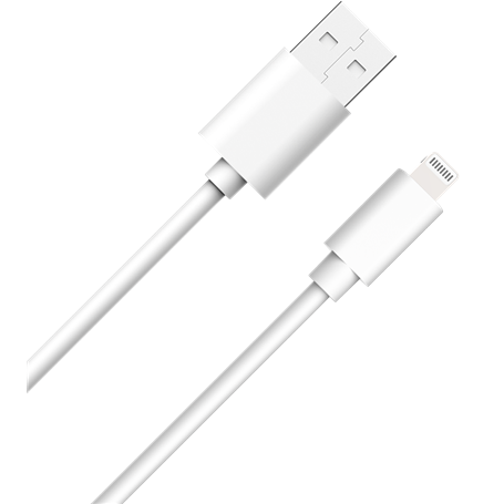 Câble USB A/Lightning 1m 2.4A Blanc WOW