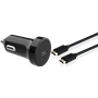 Chargeur voiture USB C 18W Power Delivery + Câble USB C/USB C Noir Big