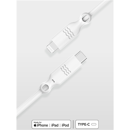 Câble Recyclable USB C/Lightning 2m Blanc Just Green