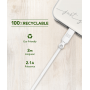 Câble Recyclable USB A/micro USB 2m Blanc Just Green