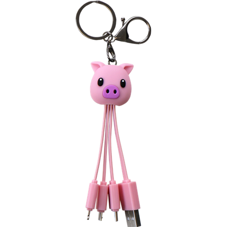 Câble 3 en 1 USB A/micro USB & USB C & Lightning 0,15m Cochon Yello Ko