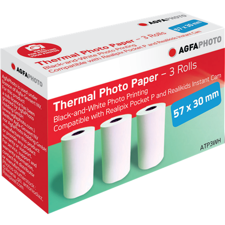 Pack 3 rouleaux papier thermique Blanc Agfa Photo