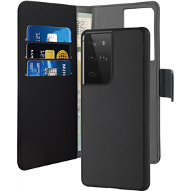 Folio Coque Magnétique 2 en 1 Noir pour Samsung G S21 Ultra 5G Puro