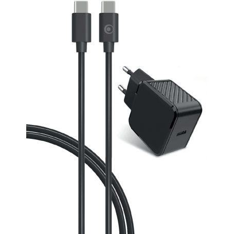 Chargeur maison USB C 25W Power Delivery + Câble USB C/USB C Noir Bigb