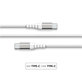 Câble Renforcé USB C/USB C 2m 3A Blanc - Garanti à vie Force Power Lit