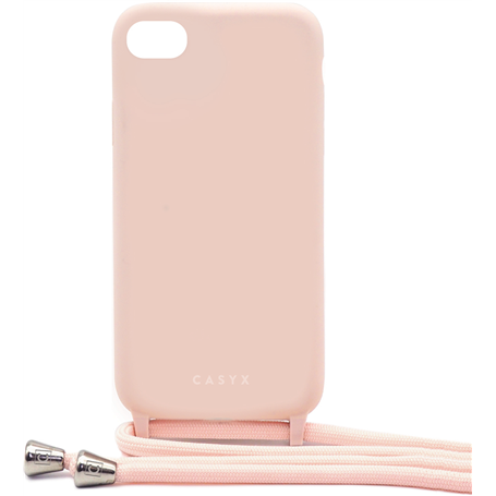 Coque Bandoulière iPhone SE 2022/SE/8/7/6S/6 Silicone Powder Pink Casy
