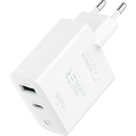 Double Chargeur maison USB A+C PD 32W (12+20W) Power Delivery Blanc Pu