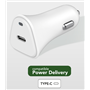 Chargeur voiture USB C PD 25W Power Delivery Souple Blanc Just Green