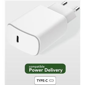 Chargeur maison USB C PD 25W Power Delivery Souple Blanc Just Green