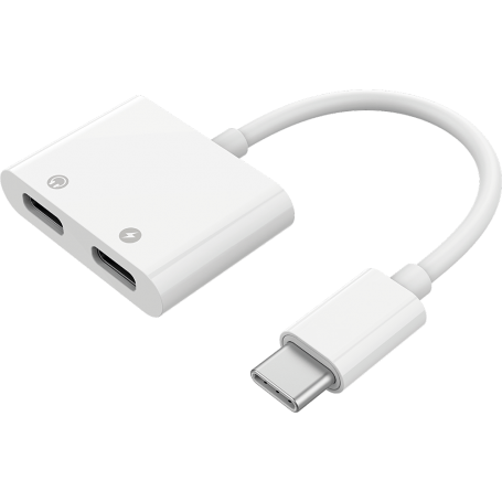 Adaptateur USB C+C vers USB C Audio USB C + Charge USB C Blanc Bigben