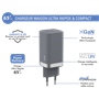 Chargeur maison USB C 65W Power Delivery GaN Gris - Garanti à vie Forc