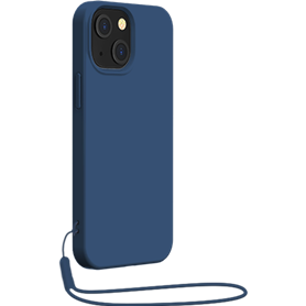 Coque Silicone + dragonne assortie Bleue pour iPhone 13 mini Bigben