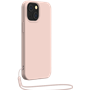 Coque Silicone + dragonne assortie Rose nude pour iPhone 13 mini Bigbe