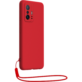 Coque Silicone + dragonne assortie Rouge pour Xiaomi 11T / 11T Pro Big