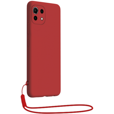 Coque Silicone + dragonne assortie Rouge pour Xiaomi Mi 11 5G Bigben