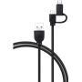 Câble 2 en 1 USB A/micro USB & USB C 1,2m Noir Bigben