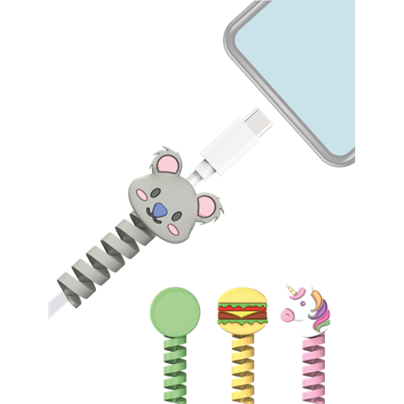 Pack de 4 identifcateurs de câble Licorne + Koala + Burger + Vert Bigb