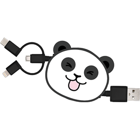 Câble 3 en 1 Suzy USB A/micro USB & USB C & Lightning 1m Panda Yello K