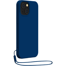 Coque Silicone + dragonne assortie Bleu marine pour iPhone 14 Plus Big
