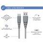 Câble Ultra-renforcé USB A/USB C 2m 3A Gris - Garanti à vie - 100% Pla