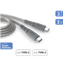 Câble Ultra-renforcé USB C/USB C 2m 3A Gris - Garanti à vie - 100% Pla