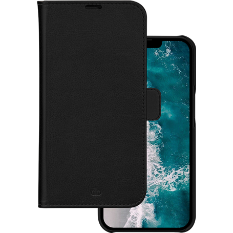 Etui Folio en Cuir Vegan Stockholm Certifié GRS Noir pour Apple iPhone