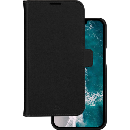 Etui Folio en Cuir Vegan Stockholm Certifié GRS Noir pour Apple iPhone