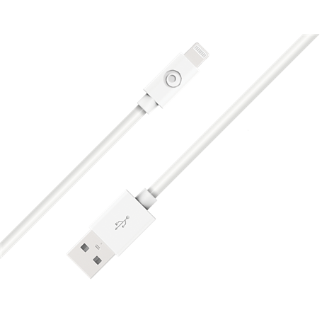 Câble USB A/Lightning 1,2m Blanc - 2.4A - 100% Plastique recyclé Bigbe