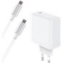 Chargeur maison USB C 65W Power Delivery GaN + Câble USB C/USB C Blanc