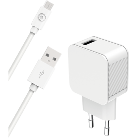 Chargeur maison USB A 2.4A FastCharge + Câble USB A/micro USB Blanc - 