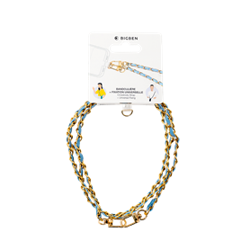 Bandoulière téléphone Universelle Chaîne Gold + Bleu Bigben