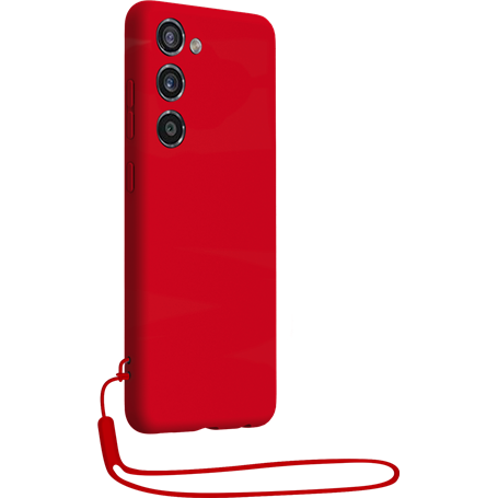 Coque Silicone + dragonne assortie Rouge pour Samsung G S23 5G Bigben