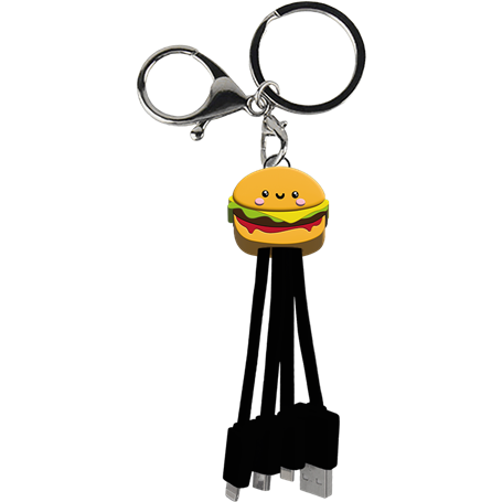 Câble 3 en 1 Andy USB A/micro USB & USB C & Lightning 0,15m Burger Yel