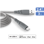 Câble Ultra-renforcé USB A/Lightning 3m 2.4A Gris - Garanti à vie - 10