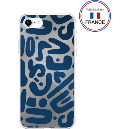 Coque Résine iPhone SE 2022/SE/8/7/6S/6 Motifs bleus - Fabriquée en Fr
