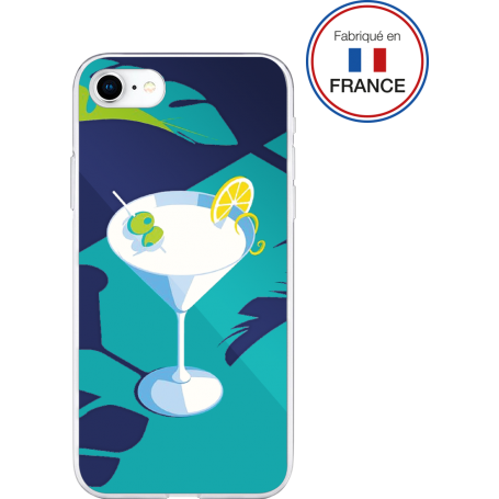 Coque Résine iPhone SE 2022/SE/8/7/6S/6 Cocktail bleu Miroir - Fabriqu