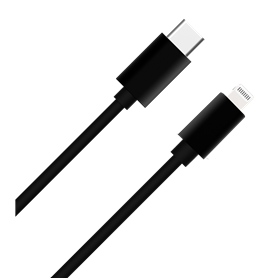Câble USB C/Lightning 1m 3A Noir WOW