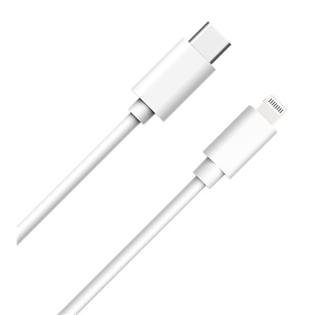 Câble USB C/Lightning 2m 3A Blanc WOW