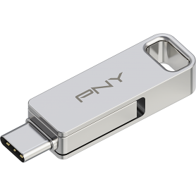 Clé OTG USB 3.2 128GB USB C & USB A Métal argent PNY