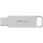Clé OTG USB 3.2 256GB USB C & USB A Métal argent PNY