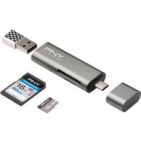 Lecteur de carte mémoire USB-C 3.1 Gris PNY