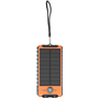 Powerbank Solaire 10000 mAh USB 2A+C Orange/Noir - Equipé d'une lampe 