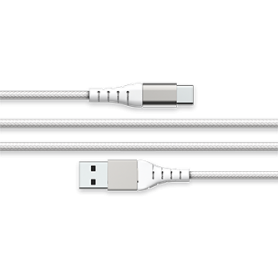 Câble Renforcé USB A/USB C 3m 3A Blanc - Garanti à vie - 100% Plastiqu